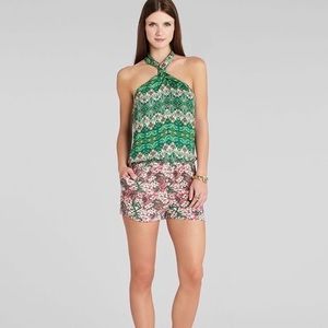BCBGMaxAzria Green and Pink Halter Dress